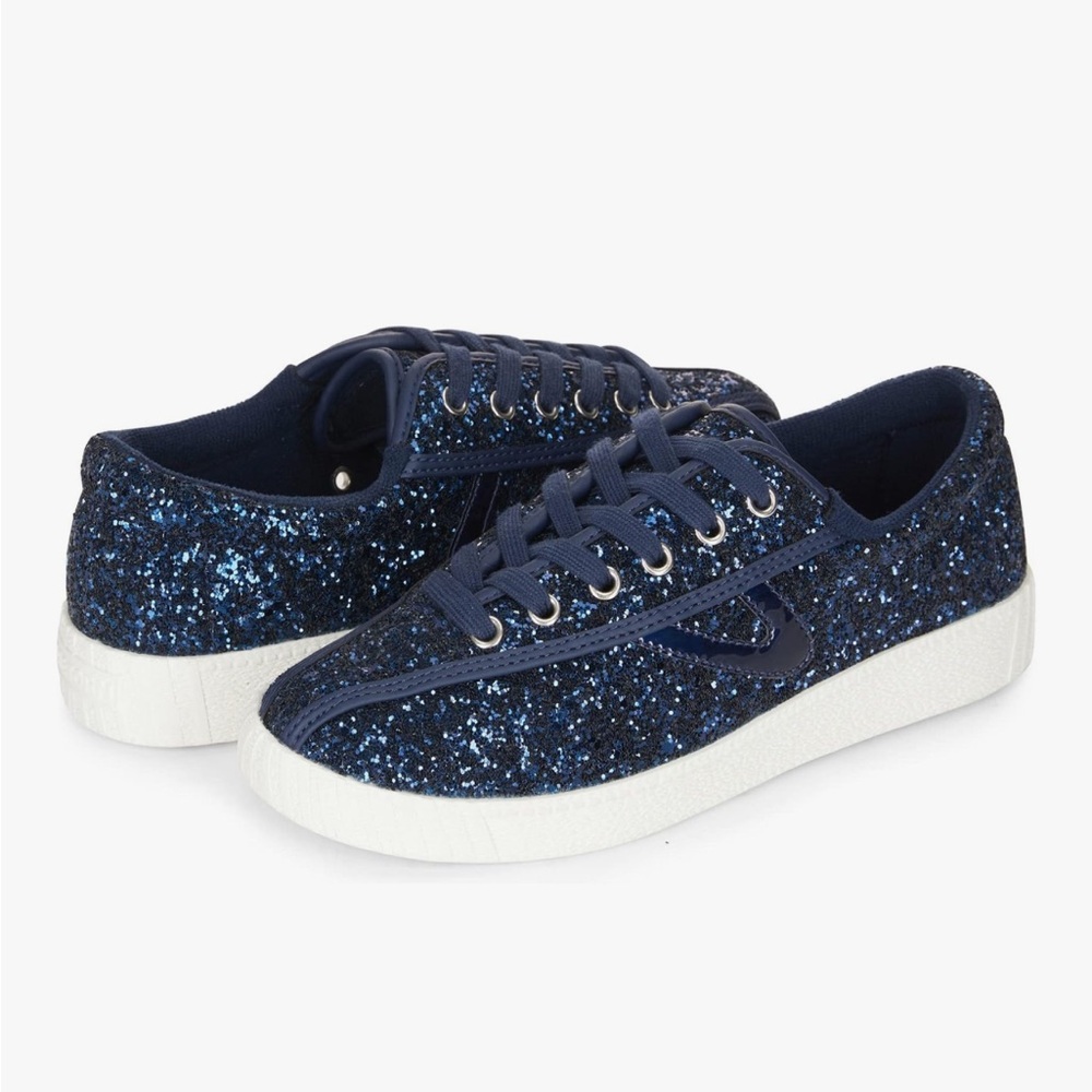 Tretorn Navy Blue Glitter Low-Top Sneakers